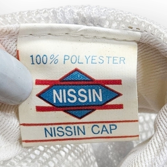 Vintage 80s Trucker Hat Shearons Market Nissin Cap Hillbilly Snapback Blue White - Picture 6 of 7